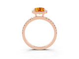 Rose gold Oval Cut Halo Diamond Pave Band with Prong Setting_3