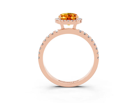 Rose gold Oval Cut Halo Diamond Pave Band with Prong Setting_3