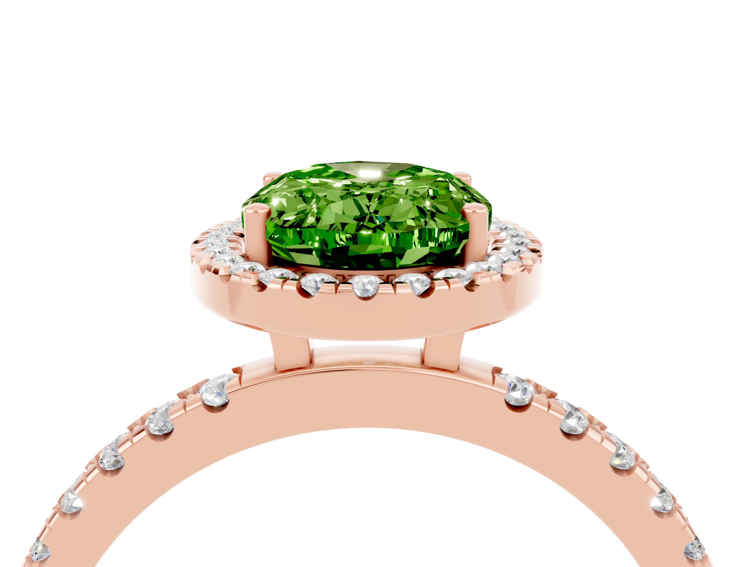 Rose gold Oval Cut Halo Diamond Pave Band with Prong Setting_4