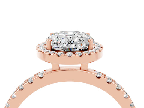 Rose gold Oval Cut Halo Diamond Pave Band with Prong Setting_4