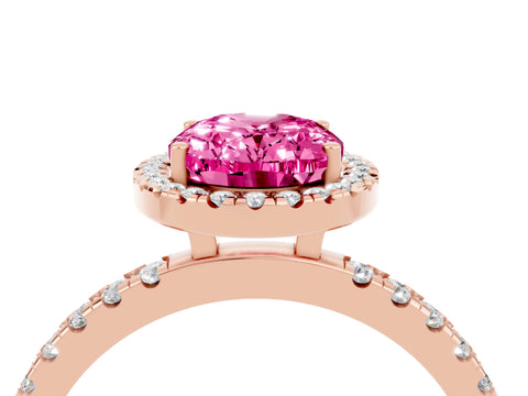 Rose gold Oval Cut Halo Diamond Pave Band with Prong Setting_4