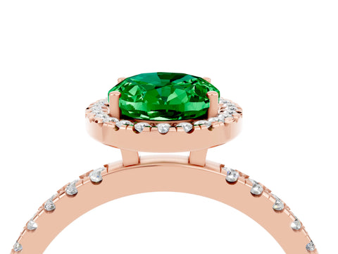 Rose gold Oval Cut Halo Diamond Pave Band with Prong Setting_4
