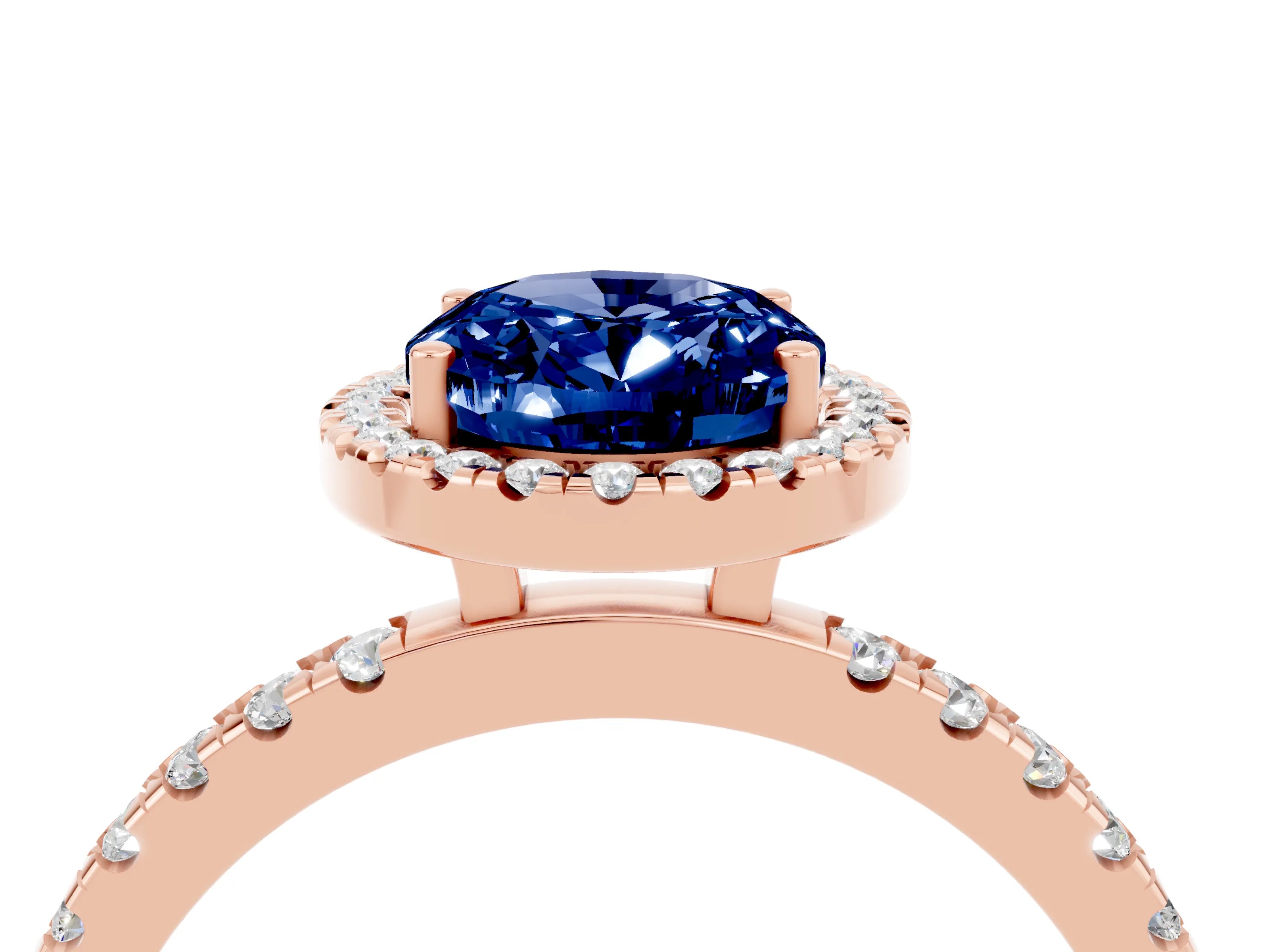 Rose gold Oval Cut Halo Diamond Pave Band with Prong Setting_4