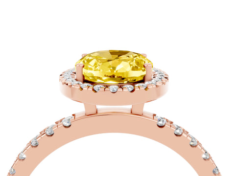 Rose gold Oval Cut Halo Diamond Pave Band with Prong Setting_4