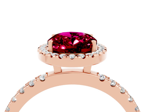 Rose gold Oval Cut Halo Diamond Pave Band with Prong Setting_4