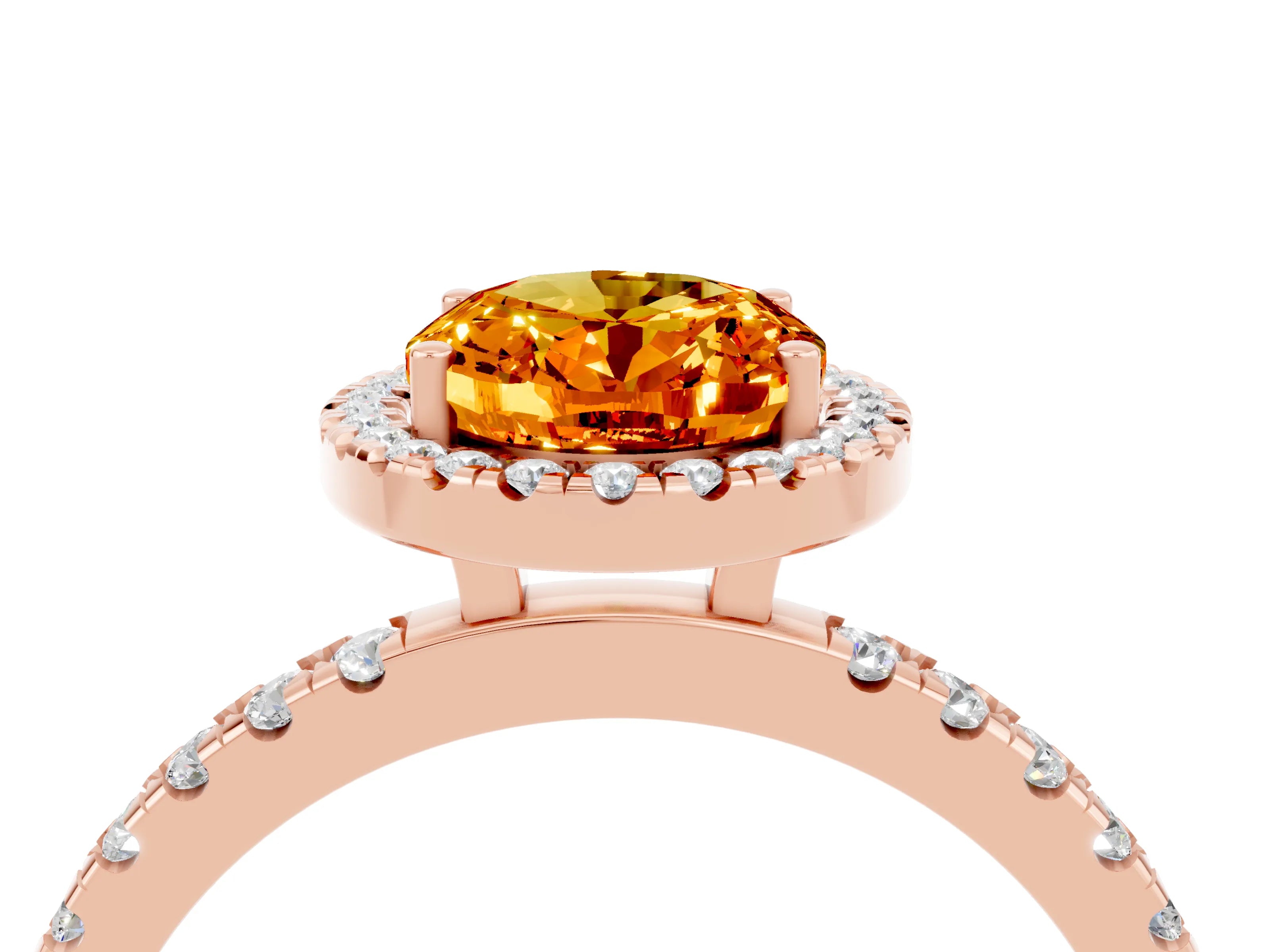 Rose gold Oval Cut Halo Diamond Pave Band with Prong Setting_4