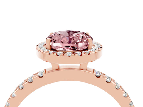 Rose gold Oval Cut Halo Diamond Pave Band with Prong Setting_4