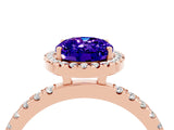 Rose gold Oval Cut Halo Diamond Pave Band with Prong Setting_4