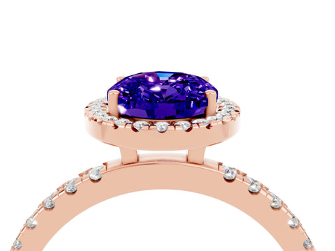 Rose gold Oval Cut Halo Diamond Pave Band with Prong Setting_4