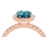 Rose gold Oval Cut Halo Diamond Pave Band with Prong Setting_4