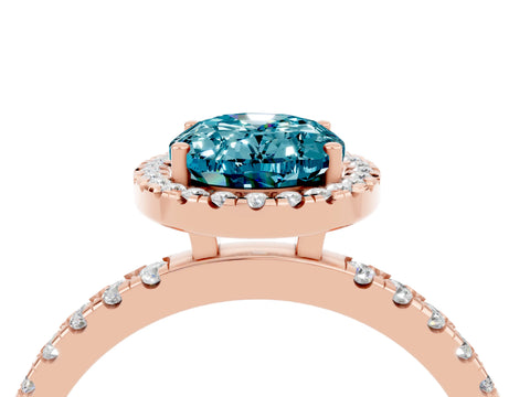 Rose gold Oval Cut Halo Diamond Pave Band with Prong Setting_4