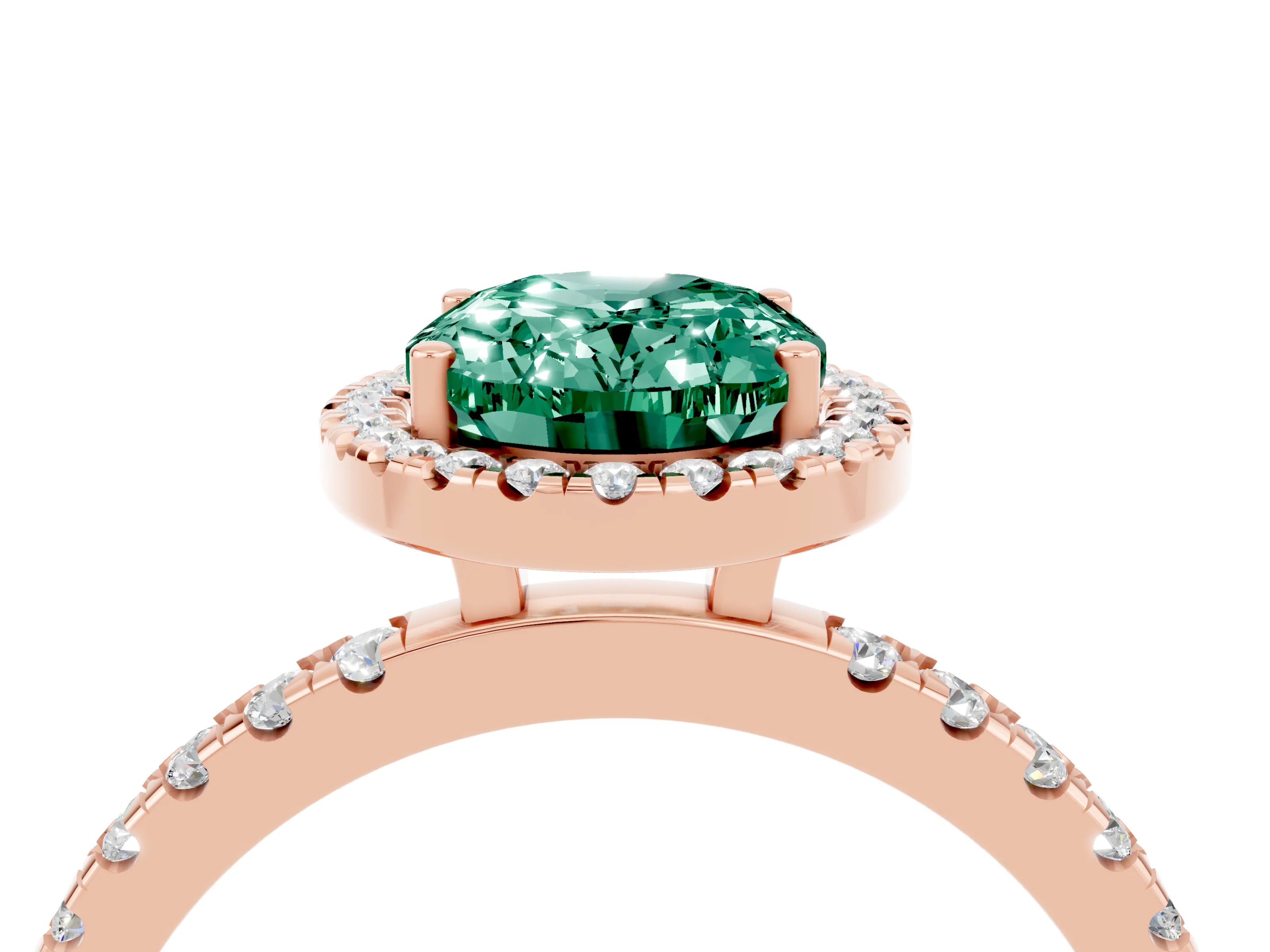Rose gold Oval Cut Halo Diamond Pave Band with Prong Setting_4