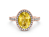Rose gold Oval Cut Halo Diamond Pave Band with Prong Setting