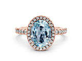 Rose gold Oval Cut Halo Diamond Pave Band with Prong Setting