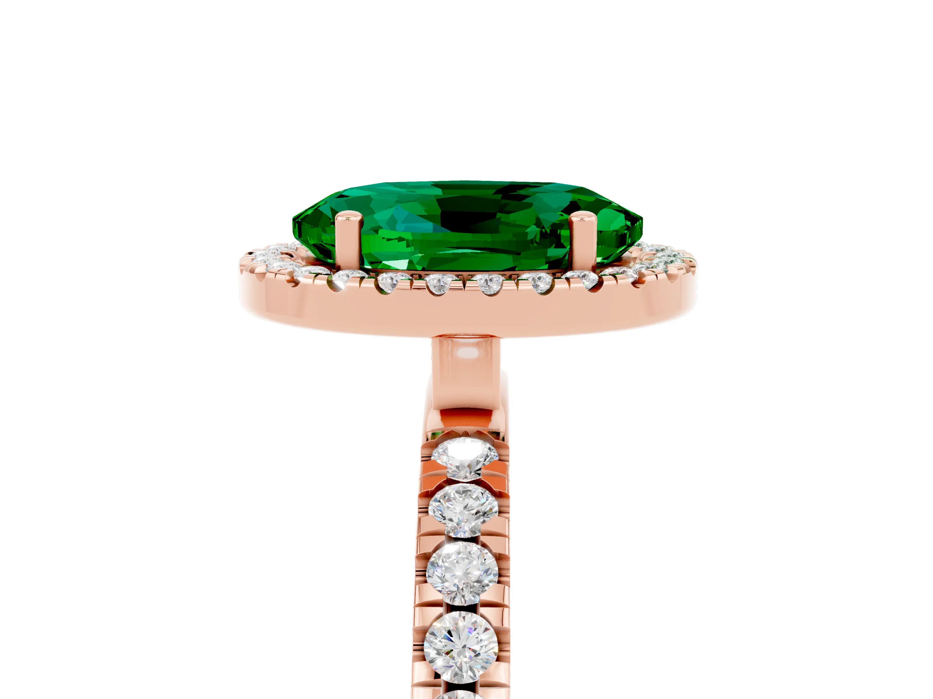 Rose gold Oval Cut Halo Diamond Pave Band with Prong Setting_5