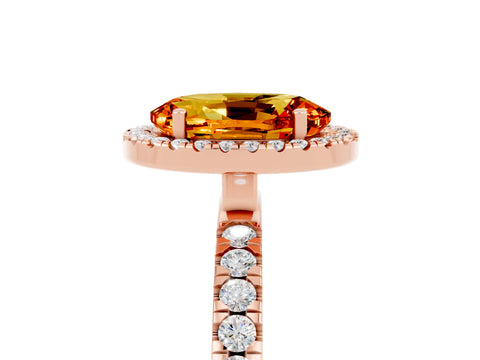 Rose gold Oval Cut Halo Diamond Pave Band with Prong Setting_5