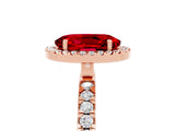 Rose gold Oval Cut Halo Diamond Pave Band with Prong Setting_5
