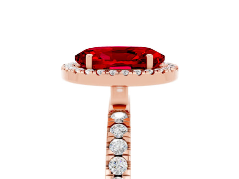 Rose gold Oval Cut Halo Diamond Pave Band with Prong Setting_5