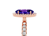 Rose gold Oval Cut Halo Diamond Pave Band with Prong Setting_5