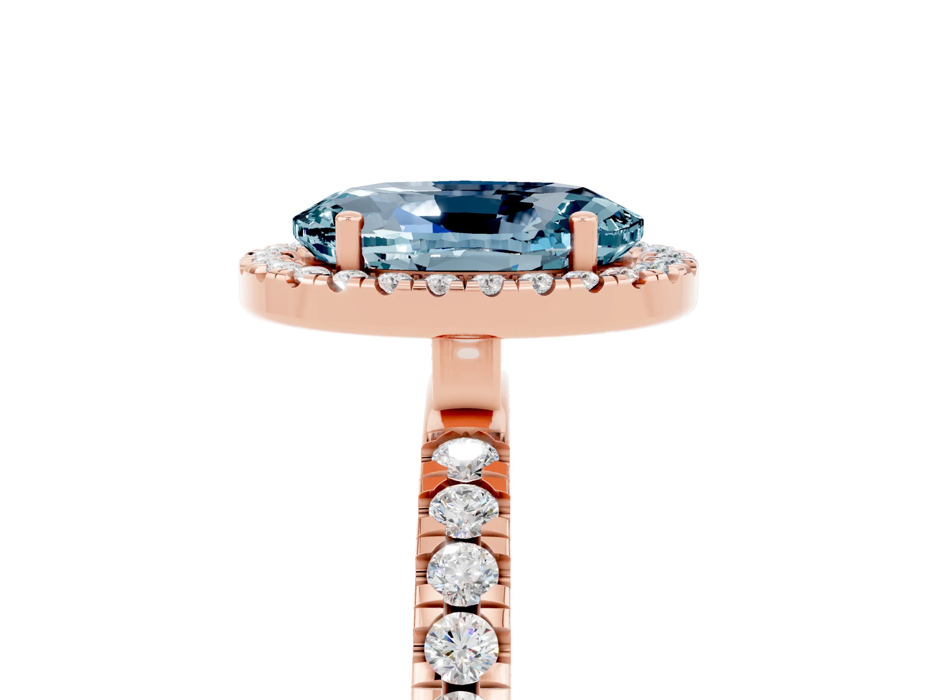 Rose gold Oval Cut Halo Diamond Pave Band with Prong Setting_5