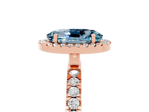 Rose gold Oval Cut Halo Diamond Pave Band with Prong Setting_5