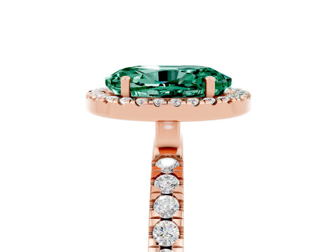 Rose gold Oval Cut Halo Diamond Pave Band with Prong Setting_5