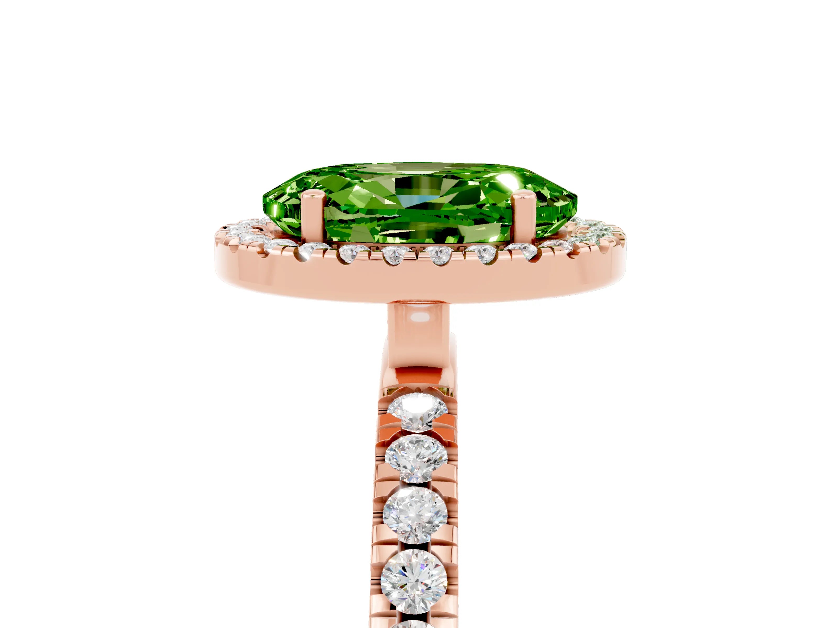 Rose gold Oval Cut Halo Diamond Pave Band with Prong Setting_5