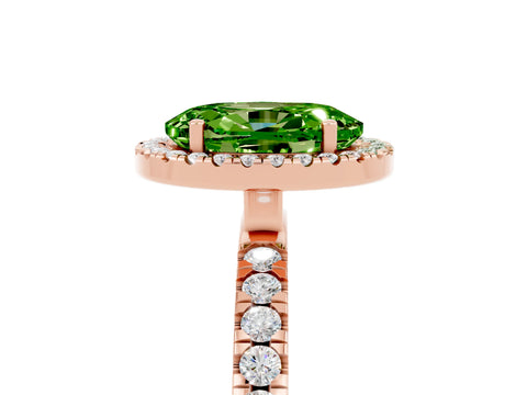 Rose gold Oval Cut Halo Diamond Pave Band with Prong Setting_5