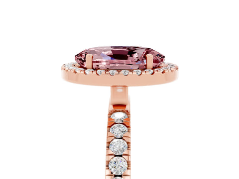 Rose gold Oval Cut Halo Diamond Pave Band with Prong Setting_5