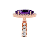 Rose gold Oval Cut Halo Diamond Pave Band with Prong Setting_5