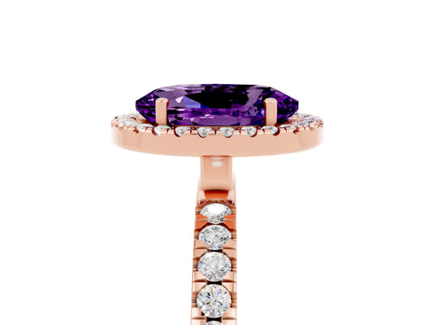 Rose gold Oval Cut Halo Diamond Pave Band with Prong Setting_5