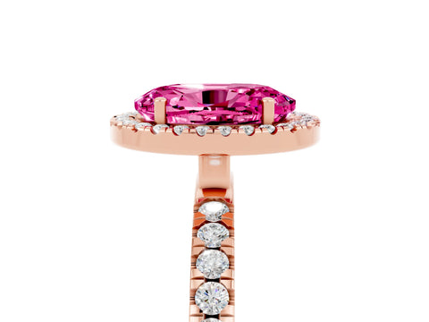 Rose gold Oval Cut Halo Diamond Pave Band with Prong Setting_5
