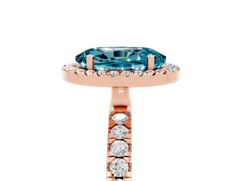 Rose gold Oval Cut Halo Diamond Pave Band with Prong Setting_5