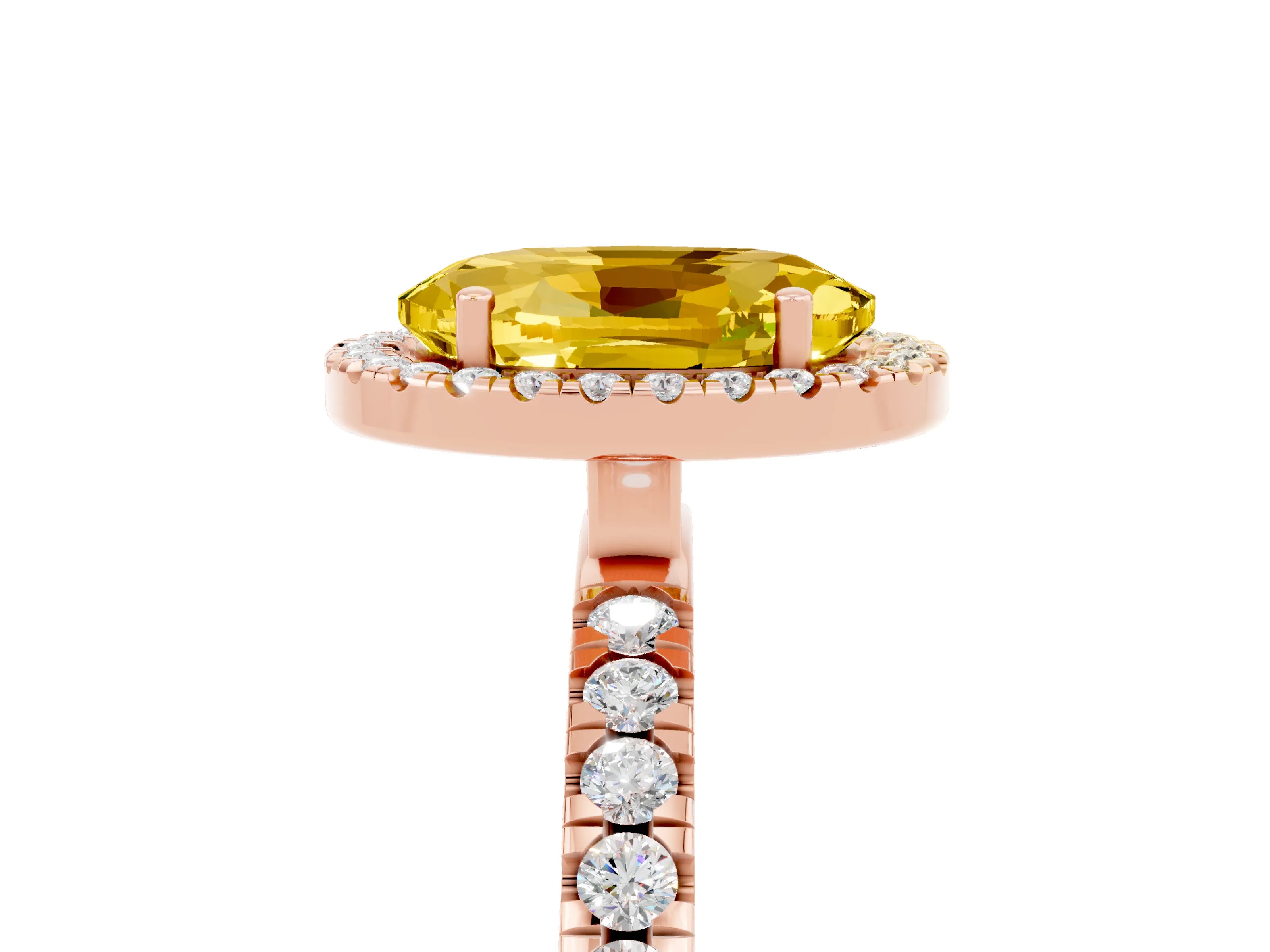 Rose gold Oval Cut Halo Diamond Pave Band with Prong Setting_5