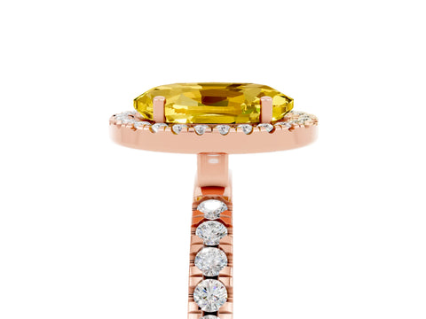Rose gold Oval Cut Halo Diamond Pave Band with Prong Setting_5