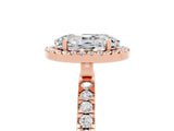 Rose gold Oval Cut Halo Diamond Pave Band with Prong Setting_5