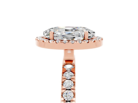 Rose gold Oval Cut Halo Diamond Pave Band with Prong Setting_5