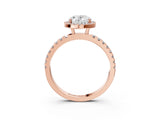 Rose gold Oval Cut Halo Diamond Pave Band with Prong Setting_6