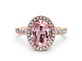 Rose gold Oval Cut Halo Diamond Pave Band with Prong Setting