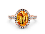 Rose gold Oval Cut Halo Diamond Pave Band with Prong Setting