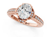 Rose gold Oval Cut Halo Diamond Ring with Channel Set Band and Four-Prong Setting_33
