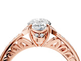 Rose gold Oval Cut Halo Diamond Ring with Channel Set Band and Four-Prong Setting_36