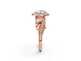 Rose gold Oval Cut Halo Diamond Ring with Milgrain and Bezel Accents on a Split Shank Band_5