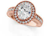 Rose gold Oval Cut Halo Diamond Ring with Pavé Band and Four-Prong Setting_83