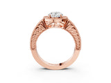 Rose gold Oval Cut Halo Diamond Ring with Pavé Band and Four-Prong Setting_85