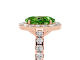 Rose gold Oval Cut Halo Diamond Ring with Pavé Band and Three-Prong Setting_5