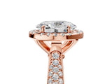 Rose gold Oval Cut Halo Diamond Ring with Pavé Band_20