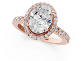 Rose gold Oval Cut Halo Diamond Ring with Pave Band and Four-Prong Setting_38