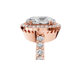 Rose gold Oval Cut Halo Diamond Ring with Pave Band and Four-Prong Setting_42