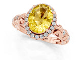 Rose gold Oval Cut Halo Diamond Solitaire with Filigree Band and Four-Prong Setting_1
